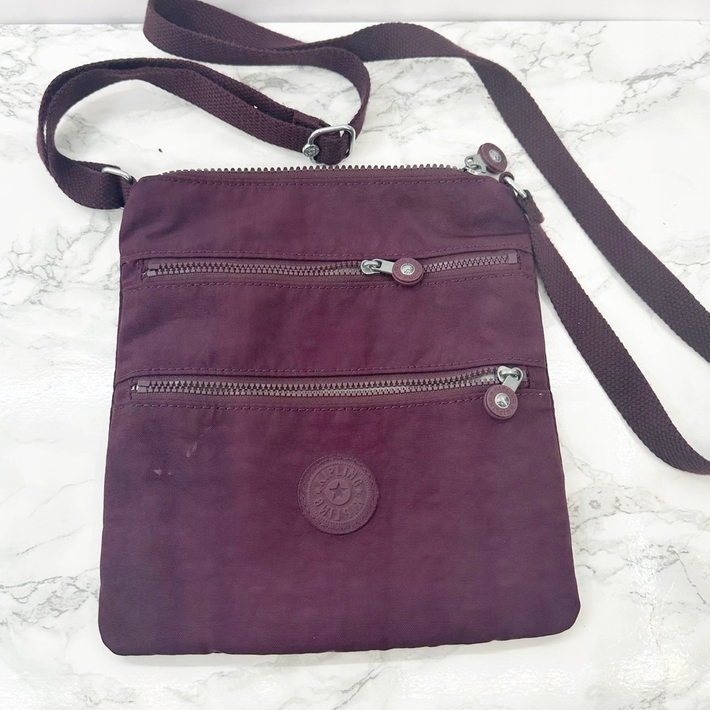Kipling‎ Crossbody Eggplant Purple Multiple Pockets Adjustable Strap